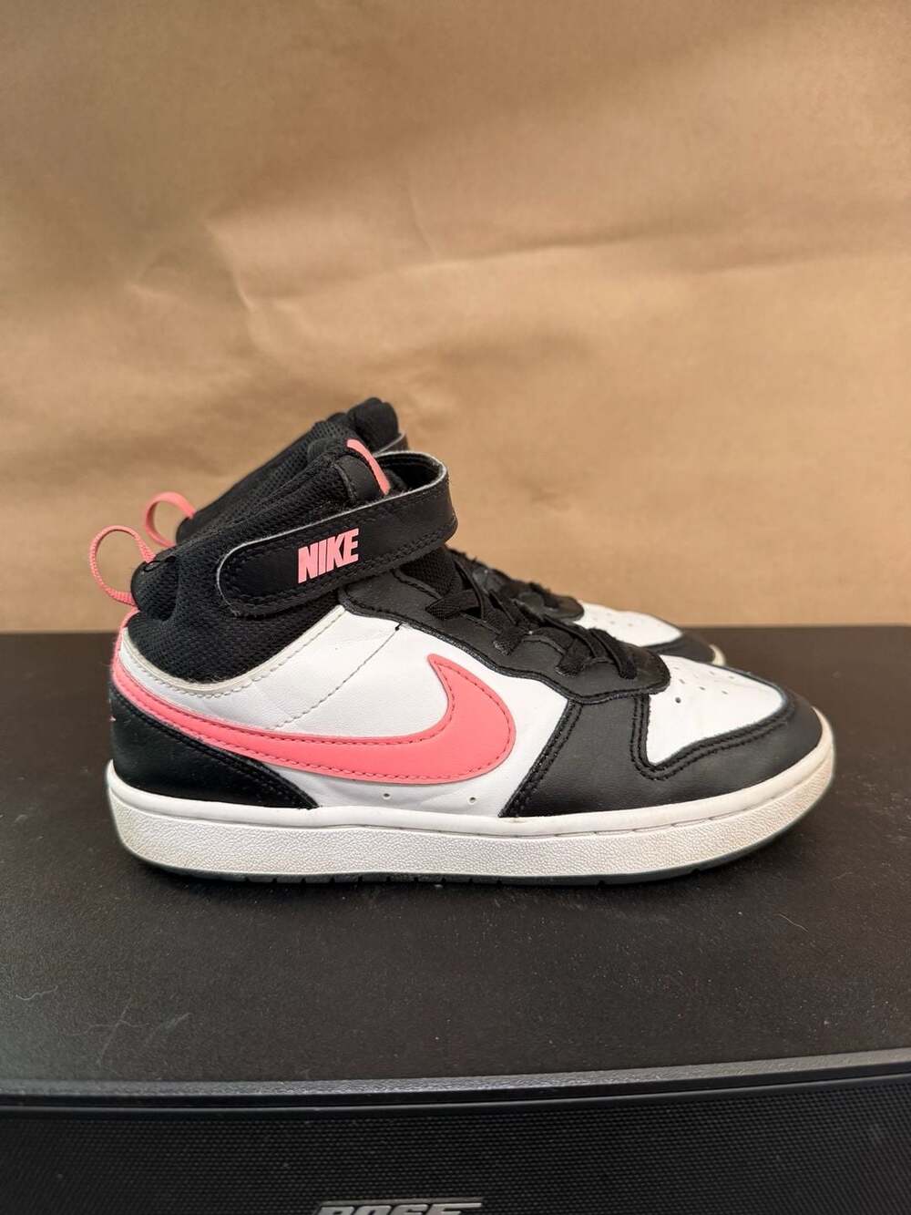 Nike Court Borough Mid 2 Size 3Y Black White Pink Sneakers